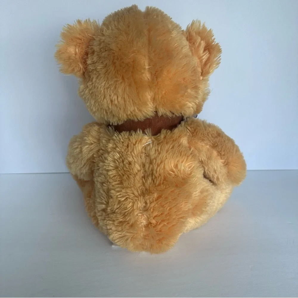 Calplush 2015 Tan Brown Teddy Bear Plush Love Heart Bow Cuddly Stuffed Animal